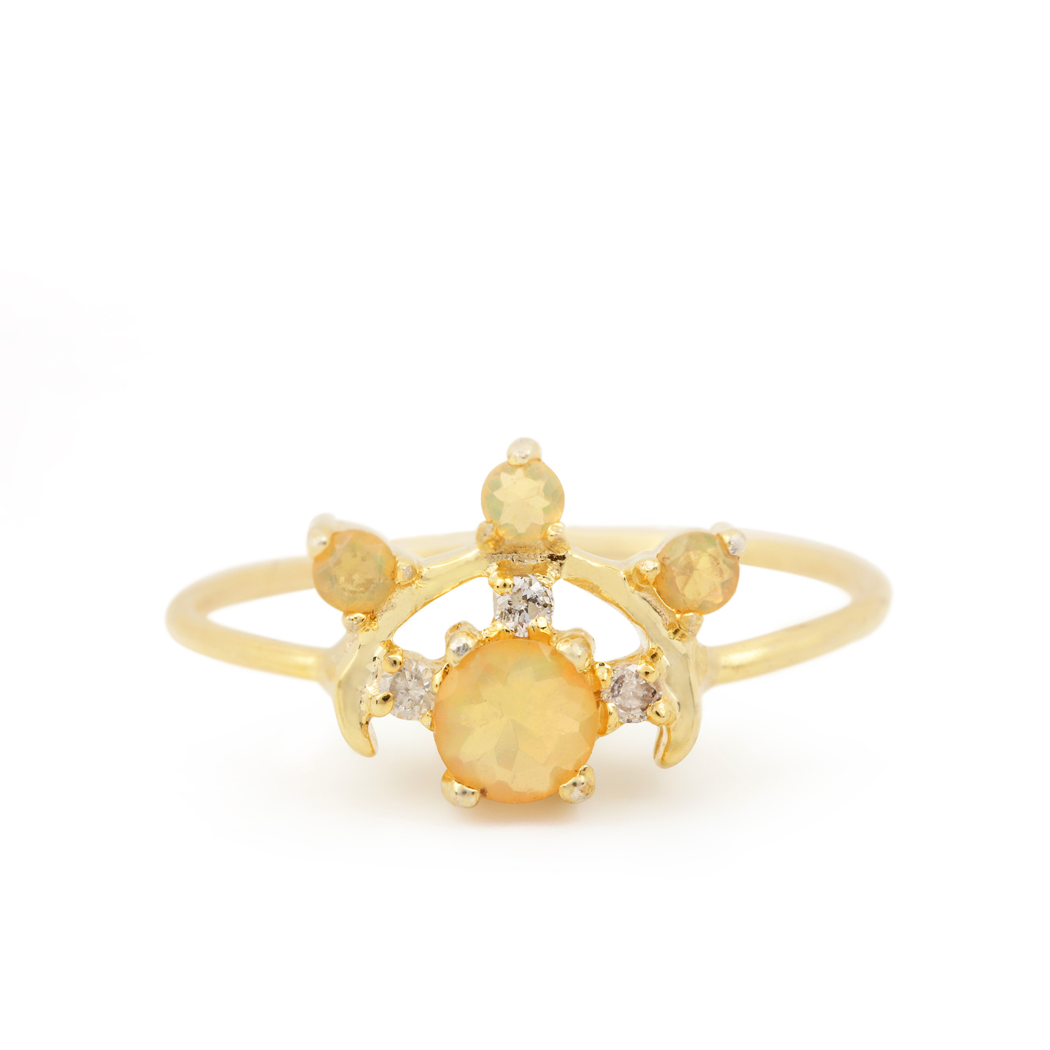 Natural Diamond Opal Gemstone Ring