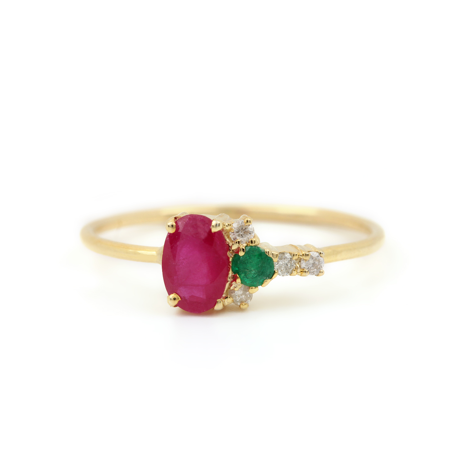 Natural Diamond Ruby & Emerald Ring