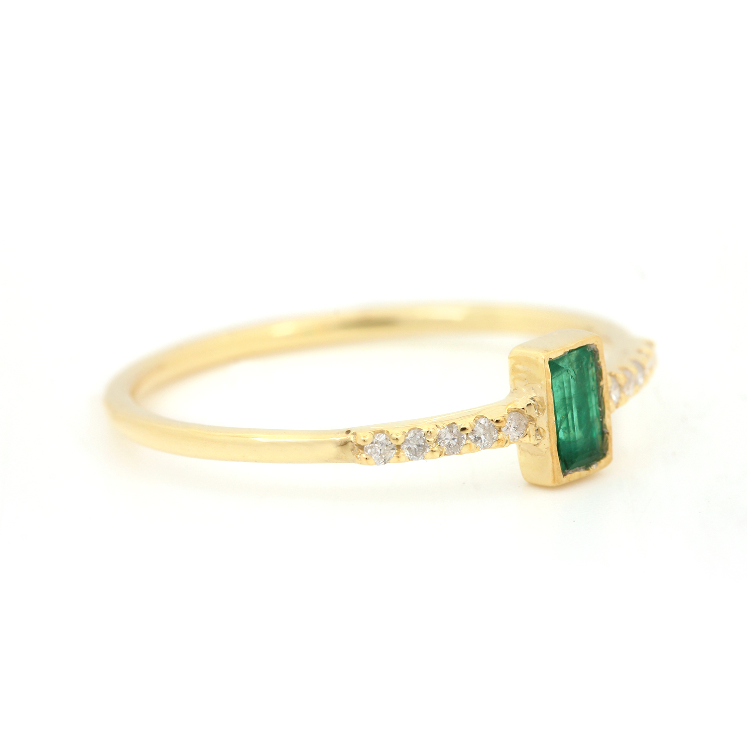 Natural Diamond Minimalist Emerald Ring